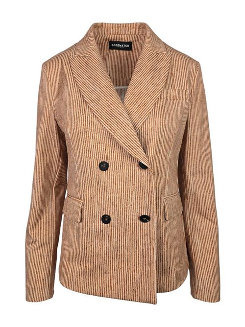 giacca donna doppiopetto rigata avorio e arancione